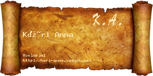 Kéri Anna névjegykártya